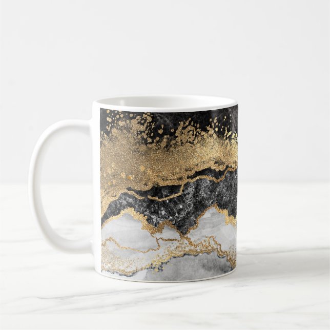 Schwarzer Marmor mit Gold Hübsch Kaffeetasse (Links)