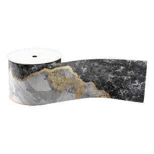 Schwarzer Marmor mit Gold Hübsch Ripsband