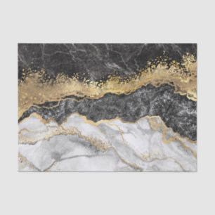 Schwarzer Marmor mit Gold Hübsch Seidenpapier