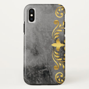 schwarzer Marmor mit goldenem Blumenmuster Case-Mate iPhone Hülle