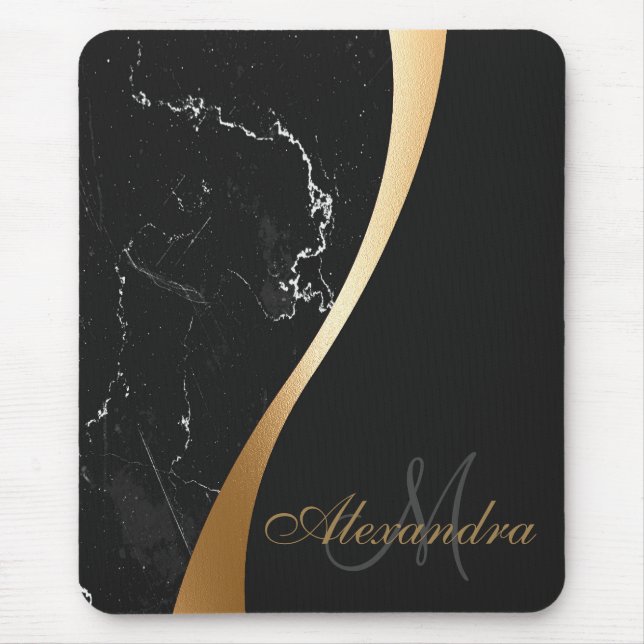 Schwarzer Marmor Mousepad (Vorne)