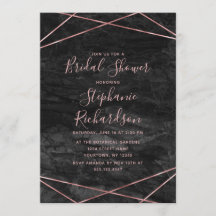 Schwarzer Marmor Rose Gold Bridal Dusche Einladung