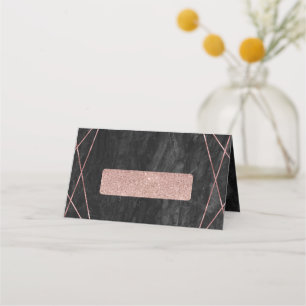 Schwarzer Marmor Rose Gold Linien Geo Tischsitze Platzkarte