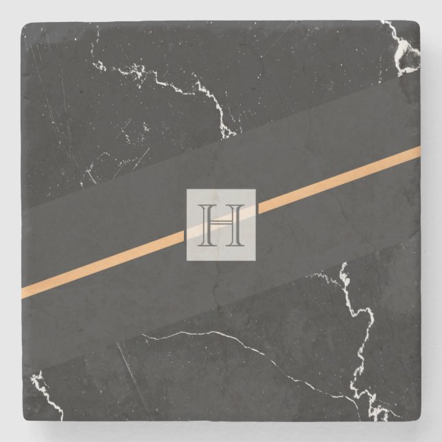 Schwarzer Marmor Steinuntersetzer (Vorderseite)