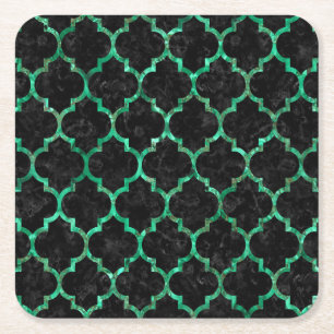 SCHWARZER MARMOR TILE1 U. GRÜNER MARMOR (R) RECHTECKIGER PAPPUNTERSETZER
