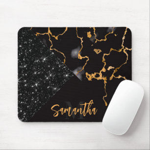 Schwarzer Marmor und Glitzer Mousepad