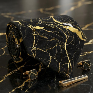 Schwarzer Marmor und goldene Adern elegantes Muste Krawatte