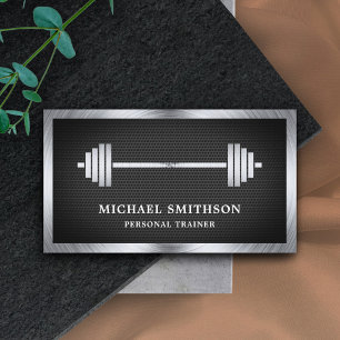 Schwarzer Mesh Stahl Langhantel Fitness Personal T Visitenkarte