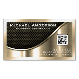 Schwarzer Mesh und metallisches Gold | QR-Code Magnetische Visitenkarte