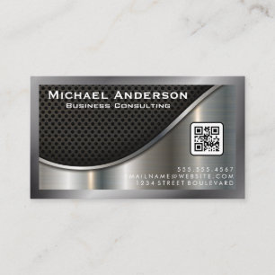 Schwarzer Mesh und metallisches Silber   QR-Code Visitenkarte