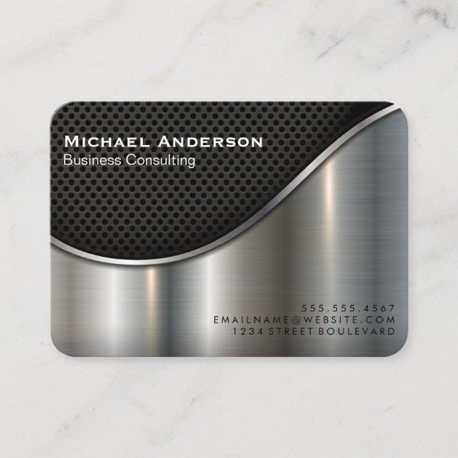 Schwarzer Mesh und metallisches Silber Visitenkarte (Vorderseite)