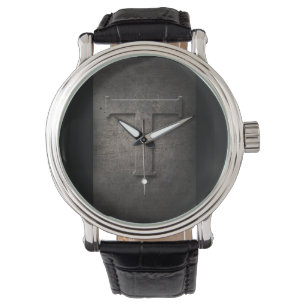 Schwarzer Metal Rustic T Monogram Watch Armbanduhr