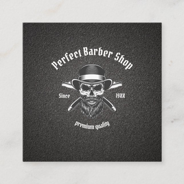 Schwarzer Metallbarsch Moderner Eleganter Barbersa Quadratische Visitenkarte (Vorderseite)