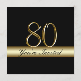Schwarzer Metallgolddruck-80. Einladung