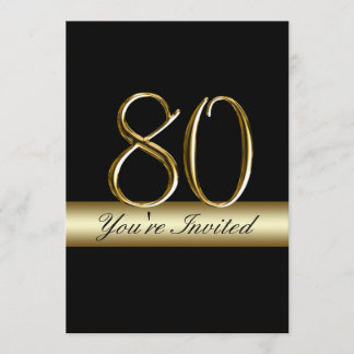 Schwarzer Metallgolddruck-80. Einladung