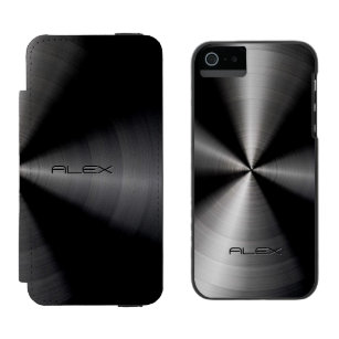 Schwarzer Metallischer Muster aus rostfreiem Stahl Incipio Watson™ iPhone 5 Geldbörsen Hülle