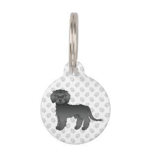 Schwarzer Mini Goldendoodle Cartoon-Hund stehend Haustiermarke