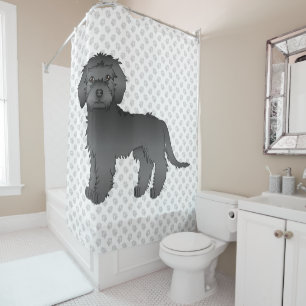 Schwarzer Mini Goldendoodle Süßer Cartoon-Hund & P Duschvorhang