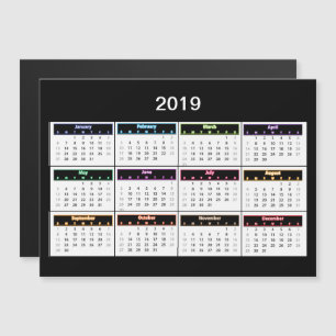 Schwarzer Mini-Magnet-Kalender 2019 Magneteinladung