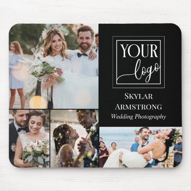 Schwarzer Minimaler Fotograf für Ihr Logo Mousepad (Vorne)