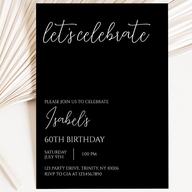 Schwarzer Minimalistischer Geburtstag Einladung (Von Creator hochgeladen)