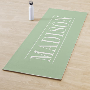 Schwarzer Minimalistischer Name Green Yoga Mat Yogamatte