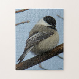 Schwarzer mit einer Kappe bedeckter Chickadee B21 Puzzle