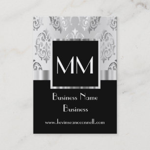 Schwarzer mit Monogramm Damast Visitenkarte