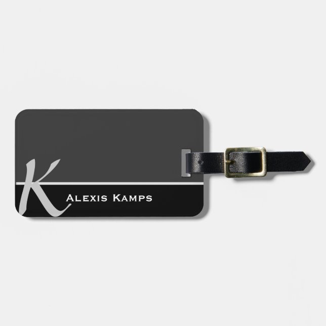 Schwarzer mit Monogramm kundenspezifischer Gepäckanhänger (Vorderseite horizontal)