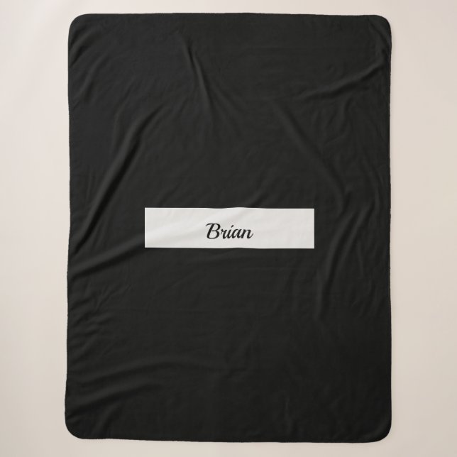 Schwarzer Mit Monogramm Sherpa-Blanket Sherpadecke (Vorderseite)
