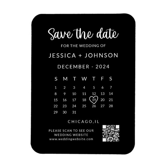 Schwarzer moderner minimalistischer Save-the-Date- Magnet (Vertikal)