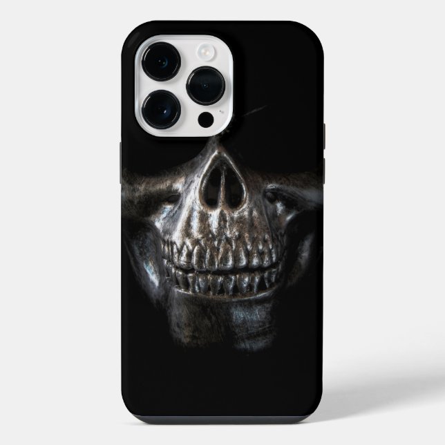 Schwarzer moderner Totenkopf  iPhone Hülle (Rückseite)