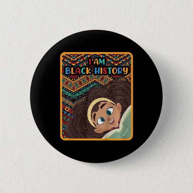 Schwarzer Monat der Geschichte für Kinder Afro-Lie Button (Vorderseite)
