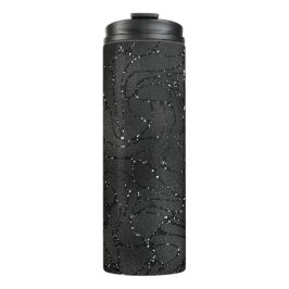Schwarzer monochromatischer Glitterhintergrund Thermosbecher