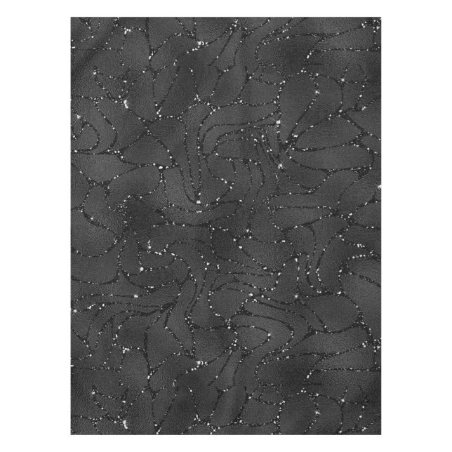 Schwarzer monochromatischer Glitterhintergrund Tischdecke (Vorderseite)