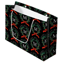 Schwarzer Monogramm-Kranz für personalisierte Feie Große Geschenktüte