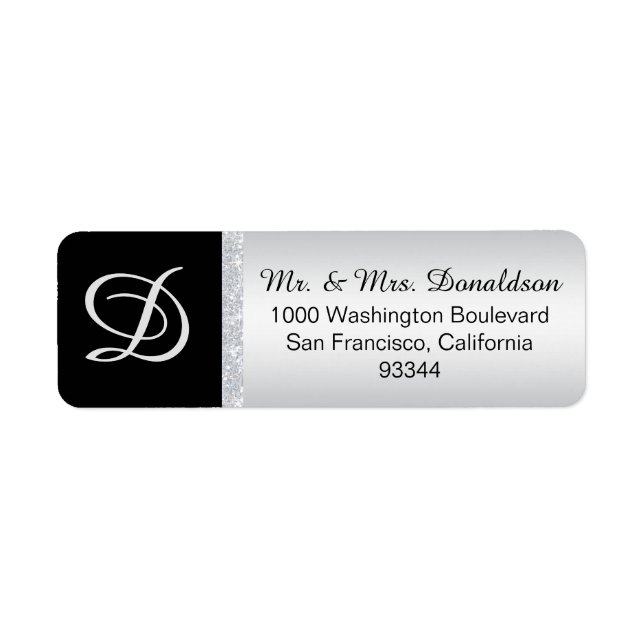 Schwarzer Monogramm-Letter des Silver Glitzer (Vorne)