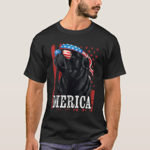 Schwarzer Mops 4. Juli Hundemama Hundepapa Merica T-Shirt