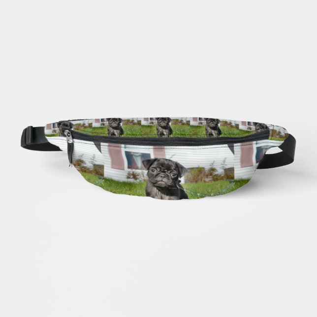 Schwarzer Mops Bauchtasche (Vorderseite)