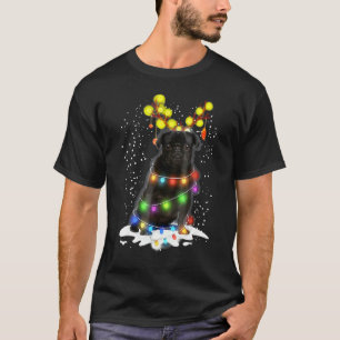 Schwarzer Mops Blinker Netter Hund Weihnachten Mop T-Shirt