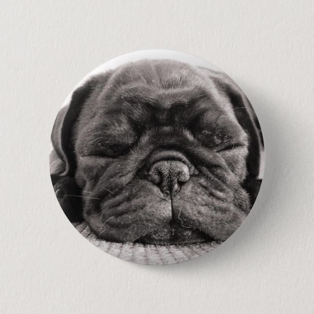 Schwarzer Mops Button (Vorderseite)
