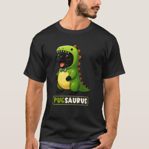 Schwarzer Mops-Dinosaurier-Kostüm Pugsaurus Trex M T-Shirt