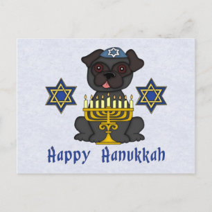 Schwarzer Mops - Hanukkah-Karte Feiertagspostkarte