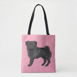 Schwarzer Mops Hund Cartoon Mops Rosa Liebe Herzmu