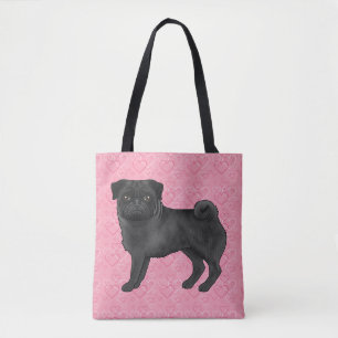 Schwarzer Mops-Hund Cartoon mopst rosa Liebesherzm