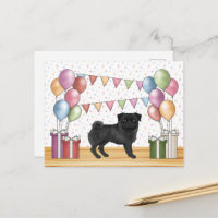 Schwarzer Mops Hund farbenfrohe Pastel Geburtstags