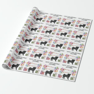 Schwarzer Mops-Hund Farbige Pastell-Frohe Geburtst Geschenkpapier