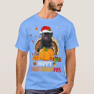 Schwarzer Mops Hund Halloween Weihnachten Weihnach T-Shirt