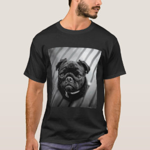 Schwarzer Mops-Hund mit süßem Gesicht 436 T-Shirt