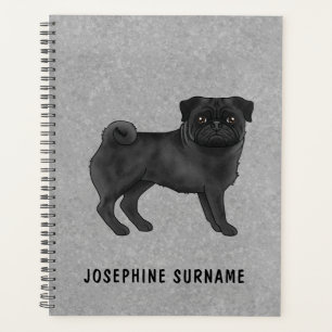 Schwarzer Mops Hund Niedlich Cartoon Mops Illustra Planer